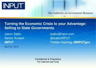 Turning the Economic Crisis to your Advantage: Selling to State Governments