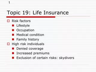 Topic 19: Life Insurance