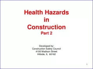 Health Hazards in Construction Part 2