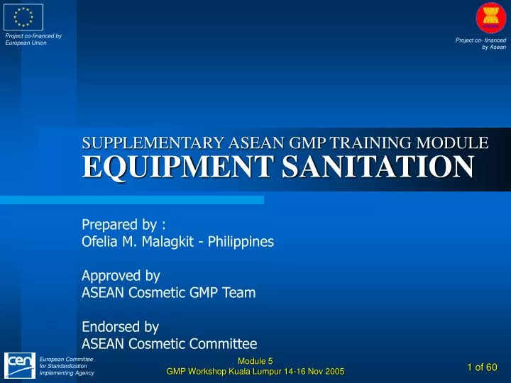 supplementary asean gmp training module equipment sanitation