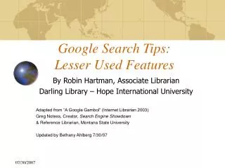 Google Search Tips: Lesser Used Features