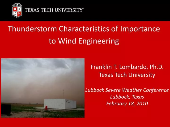 thunderstorm characteristics of importance to wind engineering