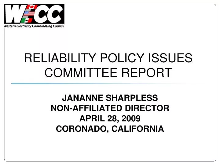 reliability policy issues committee report