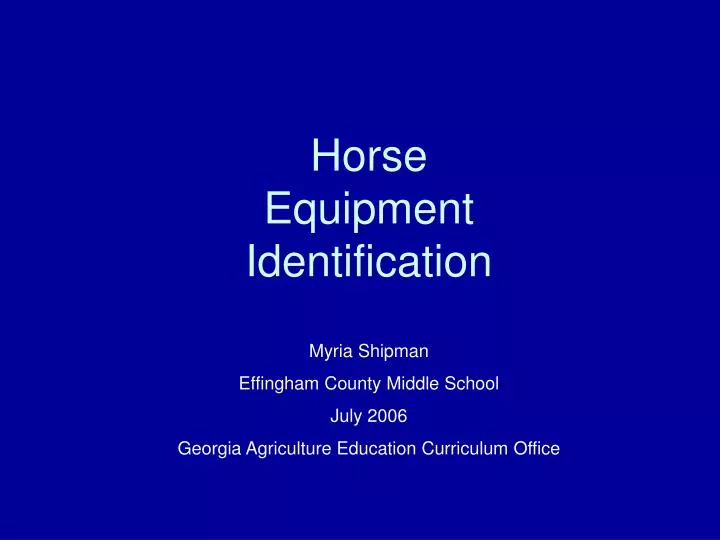 horse equipment identification