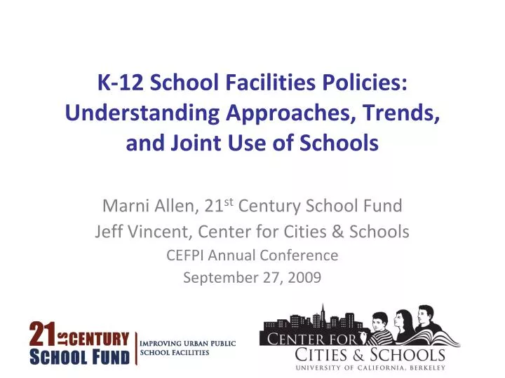 k 12 school facilities policies understanding approaches trends and joint use of schools