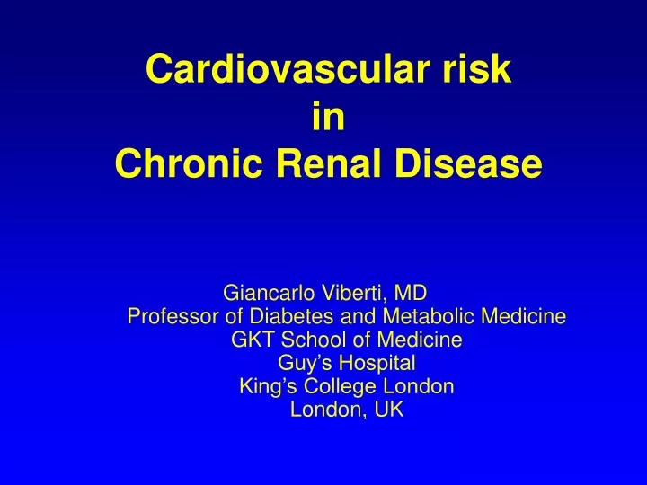 cardiovascular risk in chronic renal disease