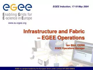 Infrastructure and Fabric – EGEE Operations Ian Bird, CERN EGEE Operations Manager