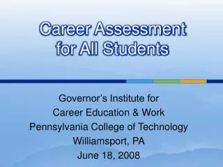 Career Assessment for All Students