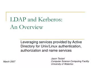 LDAP and Kerberos: An Overview