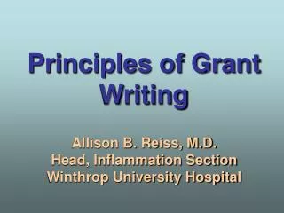 Principles of Grant Writing