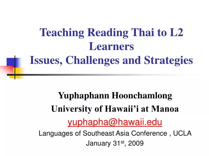 teaching reading thai to l2 learners issues challenges and strategies