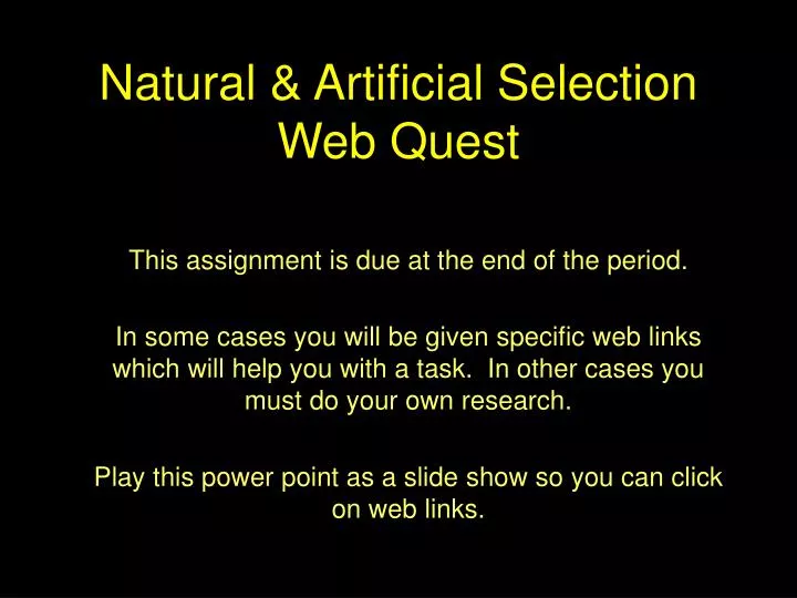 natural artificial selection web quest