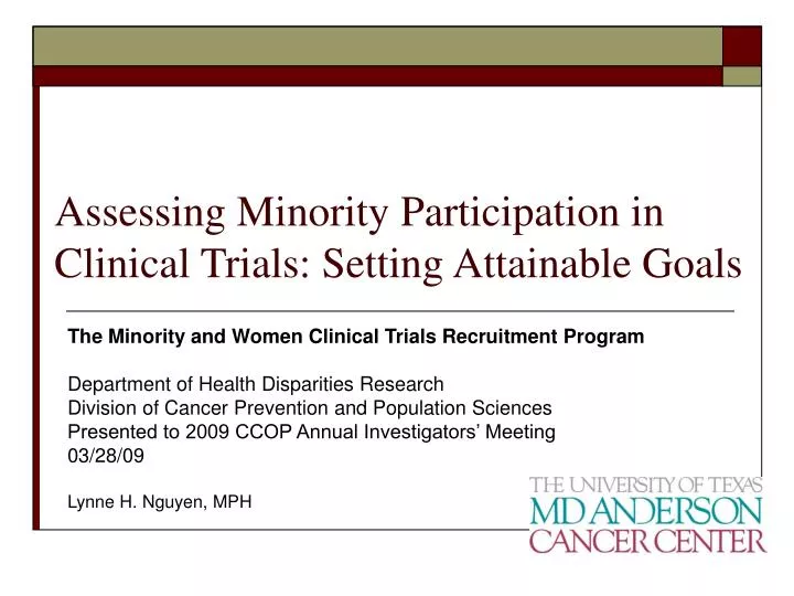 assessing minority participation in clinical trials setting attainable goals