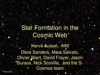 Star Formation in the Cosmic Web