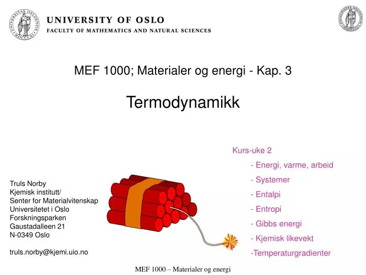 mef 1000 materialer og energi kap 3 termodynamikk