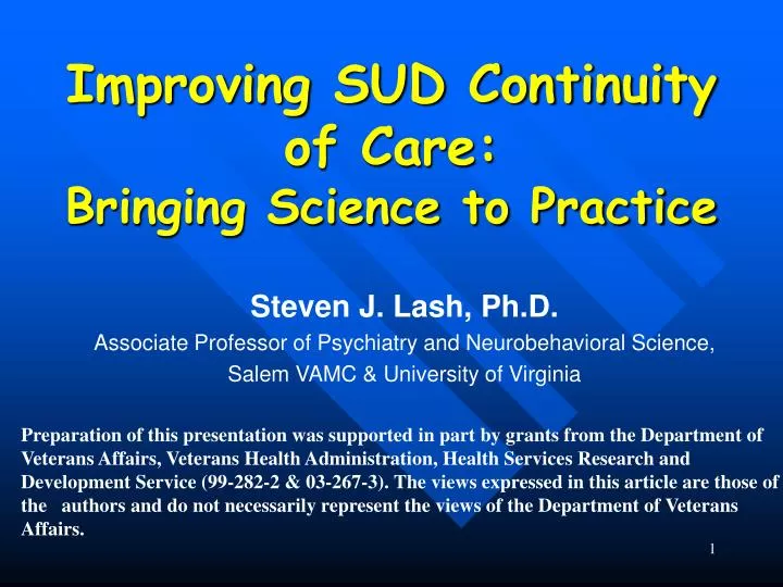 improving sud continuity of care bringing science to practice