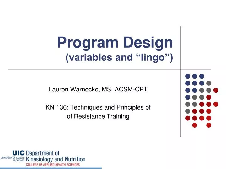 program design variables and lingo