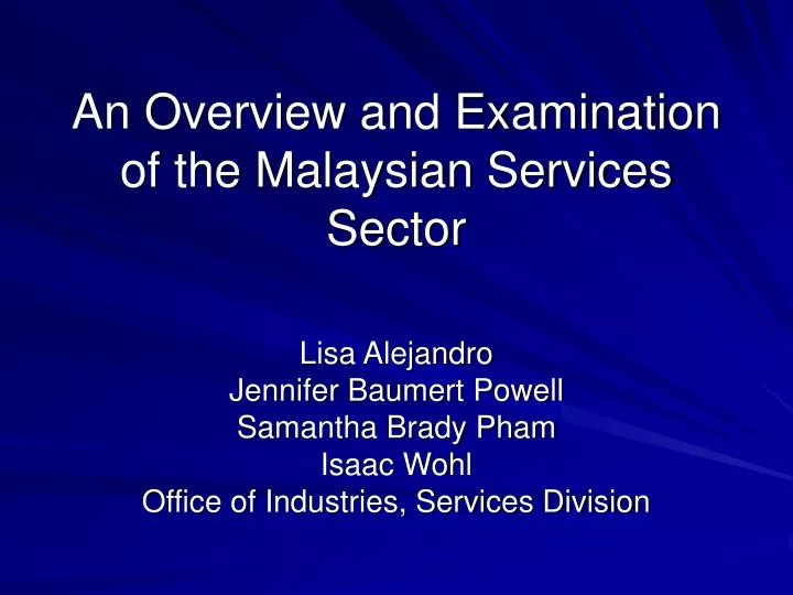 an overview and examination of the malaysian services sector