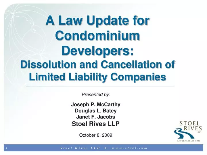 a law update for condominium developers dissolution and cancellation of limited liability companies