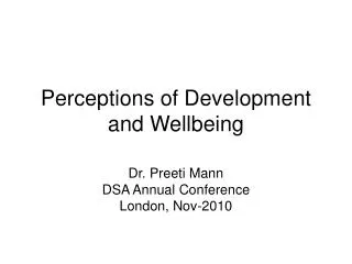 Perceptions of Development and Wellbeing
