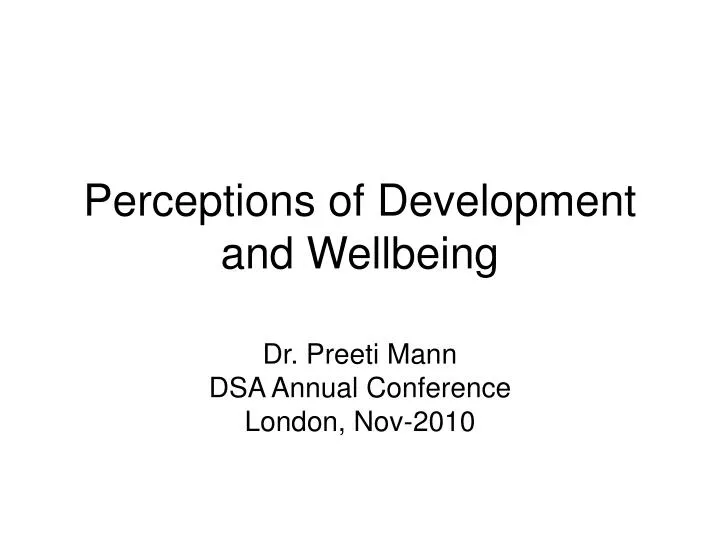 perceptions of development and wellbeing