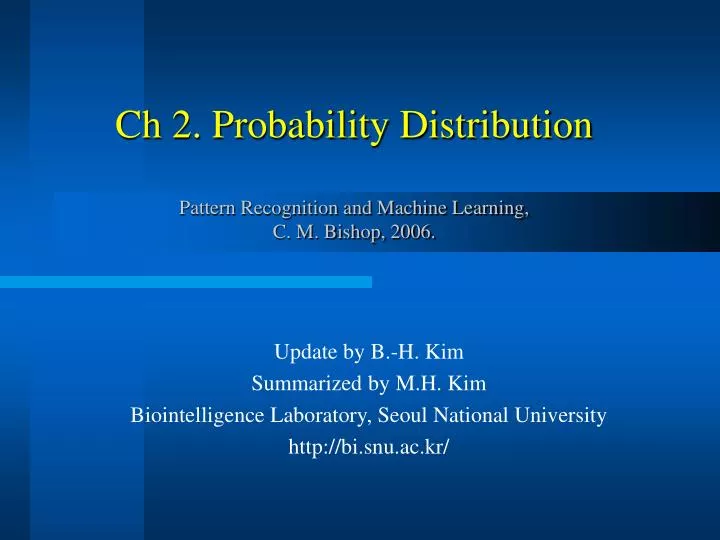 ch 2 probability distribution pattern recognition and machine learning c m bishop 2006