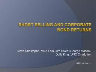 S hort selling and corporate Bond returns