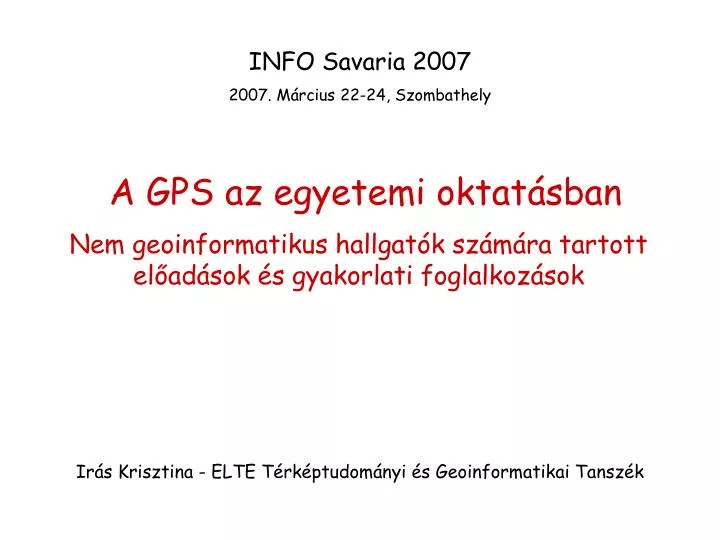 a gps az egyetemi oktat sban