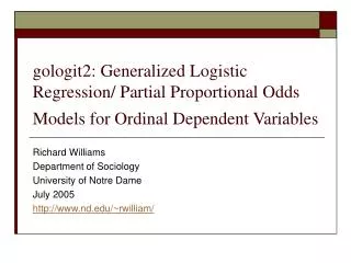 gologit2: Generalized Logistic Regression/ Partial Proportional Odds Models for Ordinal Dependent Variables
