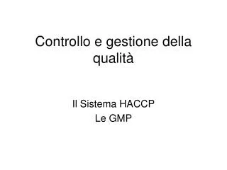 controllo e gestione della qualit
