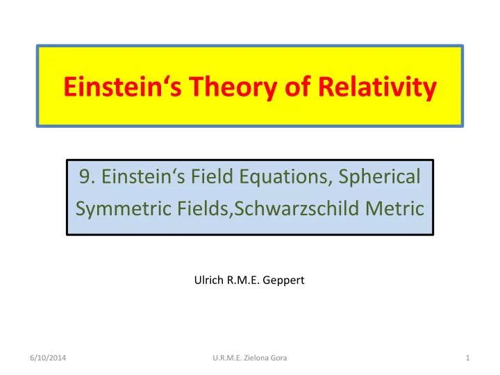 einstein s theory of r elativity