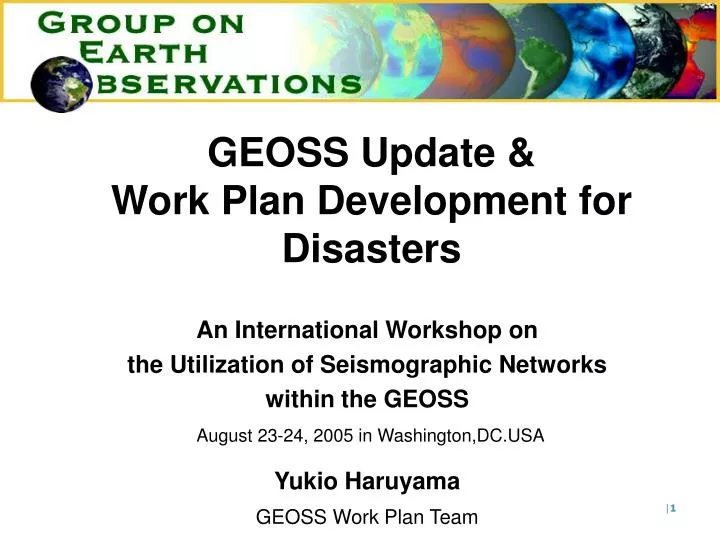 geoss update work plan development for disasters