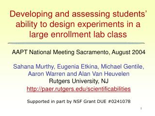 Developing and assessing students’ ability to design experiments in a large enrollment lab class