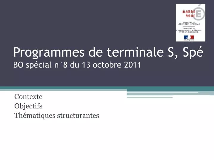 programmes de terminale s sp bo sp cial n 8 du 13 octobre 2011