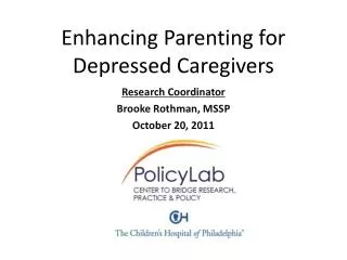 Enhancing Parenting for Depressed Caregivers