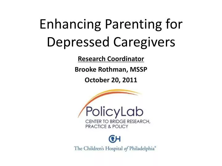 enhancing parenting for depressed caregivers