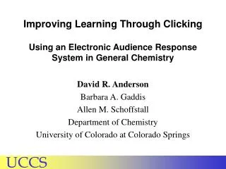 Improving Learning Through Clicking Using an Electronic Audience Response System in General Chemistry