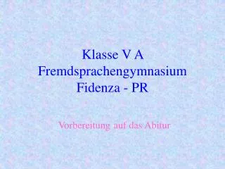 Klasse V A Fremdsprachengymnasium Fidenza - PR
