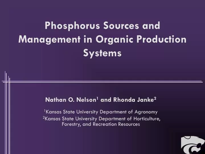 phosphorus sources and management in organic production systems