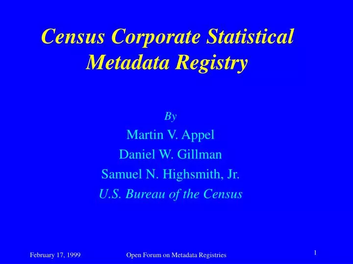 census corporate statistical metadata registry