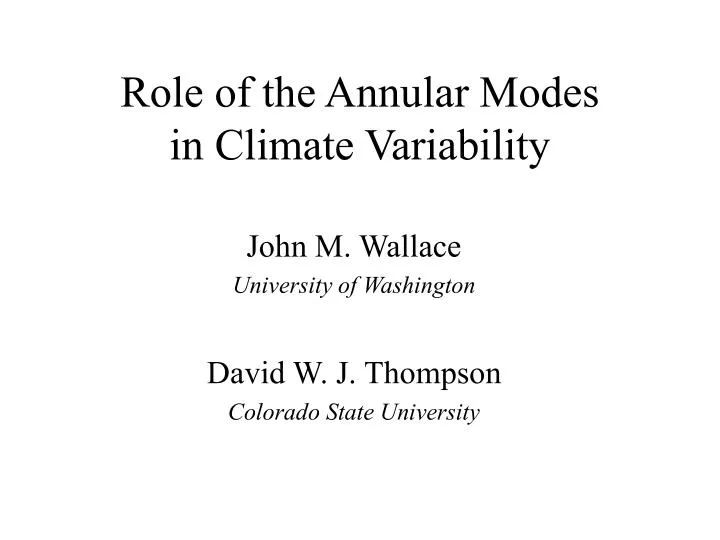 role of the annular modes in climate variability