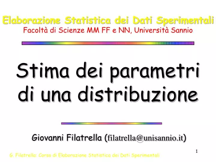 elaborazione statistica dei dati sperimentali facolt di scienze mm ff e nn universit sannio