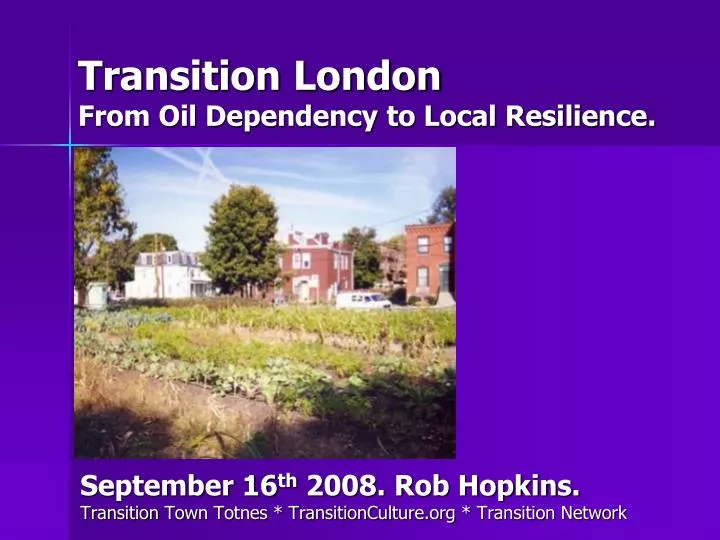transition london from oil dependency to local resilience