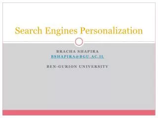 Search Engines Personalization