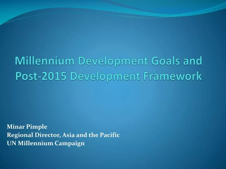 millennium development goals and post 2015 development framework