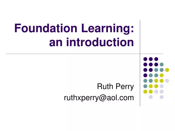 foundation learning an introduction