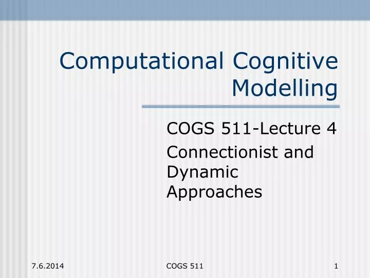 computational cognitive modelling