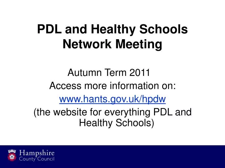 pdl and healthy schools network meeting