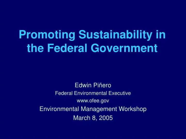 promoting sustainability in the federal government