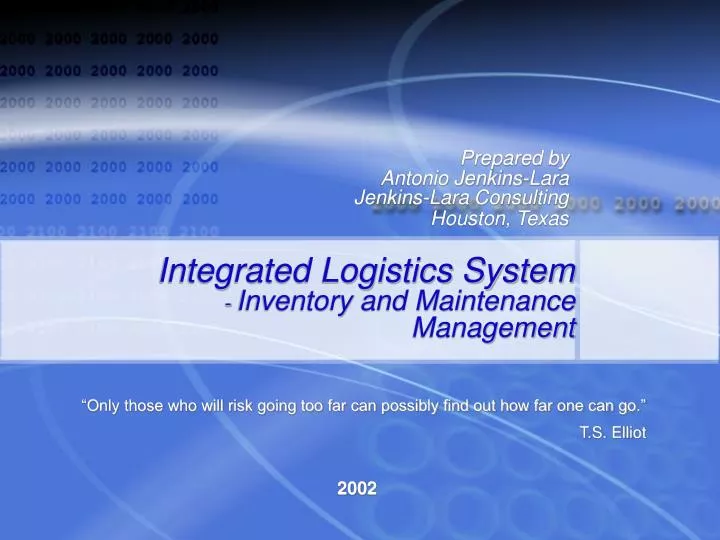 integrated logistics system inventory and maintenance management